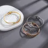 Bangle Funky Straw White Crystal Bracelet Stainless Steel Opening Adjustable Women's Clothing Decorative Jewelry Wholesale