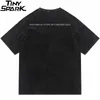 Heren T-shirts Hip Hop Gewassen T-shirt Mannen Streetwear Vlinder Skelet Gedrukte T-shirt Harajuku Katoen Casual Zomer Korte Mouw t-shirt 230329