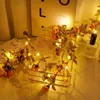 Dekorativa blommor 2.2m Artificial Rose Vine LED String Lights For Home Decor Wedding Party Hanging Garland Fake Plants Wreath