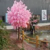 装飾的な花2メートル背の高いピンクシミュレーション木々の人工絹の花の木の木の木を開けた庭の装飾