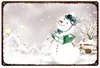 Vintage Snowman Poster Art Målning Holiday Santa Claus Bar Shop Party Layout Decor Metal Poster Garage Road Metal Sign 30x20cm W03