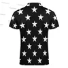 Polos pour hommes Noir et blanc Star Casual Polo Shirt Moderne Tendance Cool T-s Mâle À Manches Courtes Design Street Style Oversize Vêtements Y2303