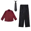 Stage Wear Kids and Adult Popping Street Dance Suit Bright Face Materials Long Sleeve Tie Shirt and Pants Locking Clothing Boy Girl Set