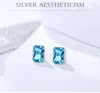 Ohrstecker Silber rhodiniert 925 Blau Für Damen S925 Sterling Schmuck 2023 Fashine Simple Style