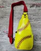DHL50pcs Waist Bags PU Baseball Soccer Softball Prints Large Capacity Waterproof Chest Bag Mix Color