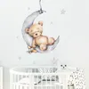 Väggklistermärken tecknad nallebjörn sover på månen och stjärnor vägg klistermärken för barn rum baby rum dekoration vägg dekaler rum interiör 230329