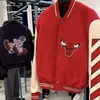 Herren Jacken Varsity Jacke Offs Bulls Basketball Co-Branded Baseball Uniform bestickt Retro Trend Jacke Mantel H8Va #