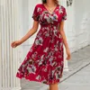 Casual Dresses Floral Maternity For Women Fashion The Waist Print Dress V Summer With Pockets