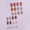 Falska naglar 1 Set Artificial Nail Shining Fake Caramel Color Jelly Lim Press On Löstagbar