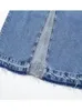 Etekler mavi denim ön fermuar dikiş maksi etek kadın moda yüksek bel uzun etekler bahar kadın moda sokak düğmeleri etek 230329