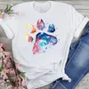 Women's T Shirts GLAUKE 2023 Graphic Beach Vacation Dog Trend Cartoon Summer Fashion Female Clothes Print Short Sleeve Tops Tees Tshirt