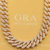 Factory Direct 14mm 2rows Hip Hop Micro Paved Iced Out Gold Plated Silver Moissanite Cuban Link Chain