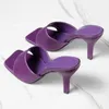 Sandals Summer Fresh Green Purple Slides Shoes Women High Quality Slip On Square Toe Heel Casual