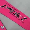 spider hoodie Sweatshirts puff Pink Sp5der Tracksuit Real Photo Foam Print Hot Drill Diamonds