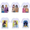 Camiseta feminina para meninas imprimidas 2023 Designer de verão Tops New Fashion Round pescoço de manga curta camiseta