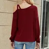 Chemisiers pour femmes Chemises d'été pour femmes Lâche à manches longues Chemisier à épaules dénudées Chemise décontractée Col oblique Blusas Cortas Sexy Femme Tops Sports