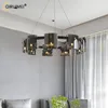 Lustres Clair Fumée Gris Ambre Verre Maison Moderne LED Lustre Lumières Salon Salle À Manger Chambre Pendentif Villa Lampe Éclairage Intérieur