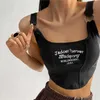 Women's Tanks Camis Y2k Tops Women Letter Print Short Tank Tops Women's Irregular Crop Top Buckle Vest Boob Tube Top Embroidery Suspenders With Bra P230328