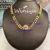 2023 Designer New Gujia Suit New Letter Green Diamond Thick Chain Necklace Armband Femininity Light Luxury Fashion Jewelry