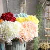 Dekorativa blommor konstgjorda hortensia blomma bukett simulering silk faux bröllop knut diy heminredning festarrangemang