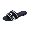 2023 Embroidered Fabric Slide Slippers Designer Slides For Women Summer Beach Walk Sandals Fashion Low heel Flat slipper Shoes