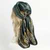 Scarves Fashion Silk Square Scarf for Women Hair Band Soft Neckerchief Vintage Hijab Flower Print Headscarf Female Pashmina Bandana 230328