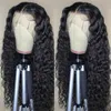 Parrucca da donna nera con spacco medio lungo riccio davanti in pizzo in fibra chimica copricapo piccoli capelli ricci lunghi230329