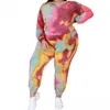 Tute da donna Fashion Tie Dye Print Set da due pezzi Felpa da donna T-shirt a maniche lunghe Top e pantaloni Tuta Autunno Oversize Lounge Wear