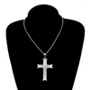 Pendant Necklaces Jesus Cross Necklace Men Women Car Mirror Christian Jewelry Religious Stainless Steel Amulet Gift