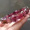 Strand Genuíno Natural Watermelon Tourmaline Crystal Retângulo vermelho Pulseira Mulheres Bracelete 12 5mm