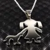 Pendentif Colliers Mode Fille Chien En Acier Inoxydable Chaîne Collier Pour Femmes Argent Couleur Famille Pendentifs Bijoux Collares Mujer N74S07