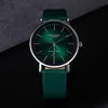 Montres-bracelets minimaliste exquis femmes montre à Quartz mode vert élégant cadran décontracté dames femme bracelet en cuir robe cadeau Fi