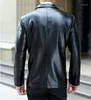 Men's Suits Men Blazer Jackets PU Leather Jacket Fashion Suit Male Outwear Plus Size 5XL 6XL 7XL