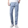 Herren-Jeans Herbst-Winter-Marke ausgestattet gerade hellblaue Jeans klassische Reißverschlusstasche Herren lässige mittelschwere Anti-Diebstahl-Reißverschlussjeans 230329