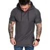 Erkek Tişörtleri 2023 Yaz Erkekler Kapşonlu T-Shirtler Sıradan Katı Gevşek Üstler Hip Hop Sokak Giyim Kısa Kollu Erkek Spor Giyim