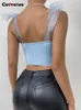 Kvinnors tankar Camis Cotvotee Tank Tops Women Corset Top Ribbons Lace-Up Sheer Sexig spets backless Patchwork Fashion 2023 Ny Y2K Kvinnkläder Chic P230328