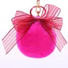 Keychains 2023 Bowknot Fur Pom Keychain Imitated Ball Key Chians Keyring Porte Clef LLavers Chain For Bag Charm GL5025