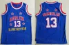 Harlem Globetrotters Moive Wilt Chamberlain Jerseys 13 Баскетбольный колледж Университет Университет и шитья команда синего цвета для спортивных фанатов дышащие мужчины NCAA