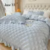 Beddengoed sets winter prinses windclip katoen kristal fluweel 4 stks koraal quilt cover laken 3 stks melkrok rok