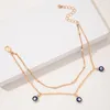 Anklets Bohemian Dark Blue Eye Pendant For Women Men Geometric Alloy Dragon Claw Buckle Foot Chain Party Jewelry 23303