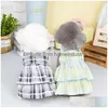 Dog Apparel Pet British Style Small Clothes Princess Skirt Traction Buckle Spring Pl Button Large Plaid For Teddy Xsxl Drop Delivery Dh2J0