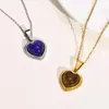 Pendentif colliers mode température changement couleur pierre collier pour femmes en acier inoxydable coeur collier cadeau à maman filles bijoux