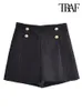 Shorts femininos tráfego de moda feminina botão de metal frontal tweed shorts vintage lateral de cintura alta shorts femininos sem impressão boa 230329