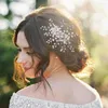 Başlıklar hp136 lüks berrak kristal düğün tarak gelin headdress saç klipsleri kadın tiara su damla inci aksesuarları hediye