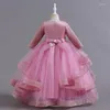Girl Dresses Long Sleeves Ballgown Flower Girls Dress Princess Lace Wedding Party Bridesmaid Formal Pegeant Dance Gown