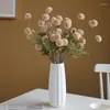 Decorative Flowers 5Heads Artificial Dandelion Silk Ball 52cm Long Branch Hydrangea Bouquet For Wedding Home Garden Decorations Fake Plant