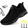 Klänningskor Black Safety Men Air Cushion Work Man Puncture Proof Steel Toe Intestructible Footwear Light Sneakers 230329