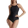 Maillot de bain pour femmes, maillot de bain sexy, couleur unie, couvrant le ventre et amincissant, couture en maille, grande taille, bikini