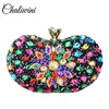 Abendtaschen Chaliwini Diamond Two Side Floral Woman Clutch Bag Multi Crystal Sling Package Wedding Purse Matching Wallet Handbags 230329