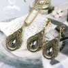 Collier Boucles d'oreilles Set Neovisson Fashion Style Retro Gold Color Crystal Brohême Bohême pour femmes aristocratiques
